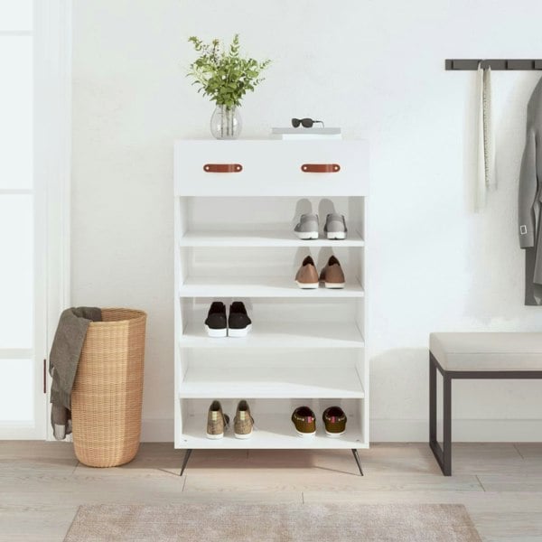 Berkfield Shoe Cabinet High Gloss White 60x35x105 cm Engineered Wood