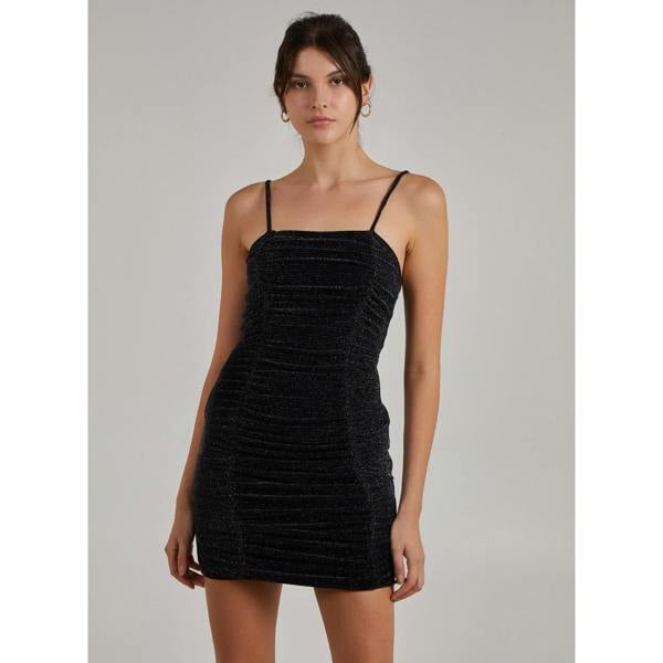 Pink Vanilla Glitter Ruched Mini Dress