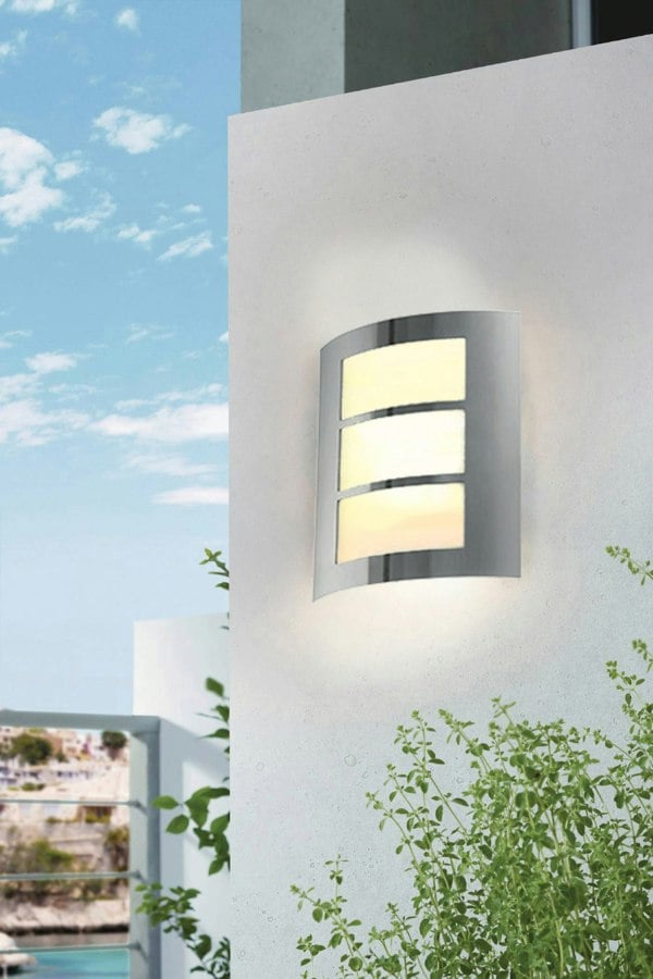 EGLO City Stainless Steel Outdoor Wall Light - Weatherproof (IP44) - (D) 23.5cm