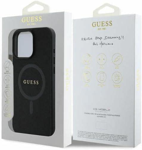 Guess Leather Saffiano Peony Classic Logo Hardcase with MagSafe for iphone 16 Pro Max 6.9" Black - GUHMP16XPSAHMCK