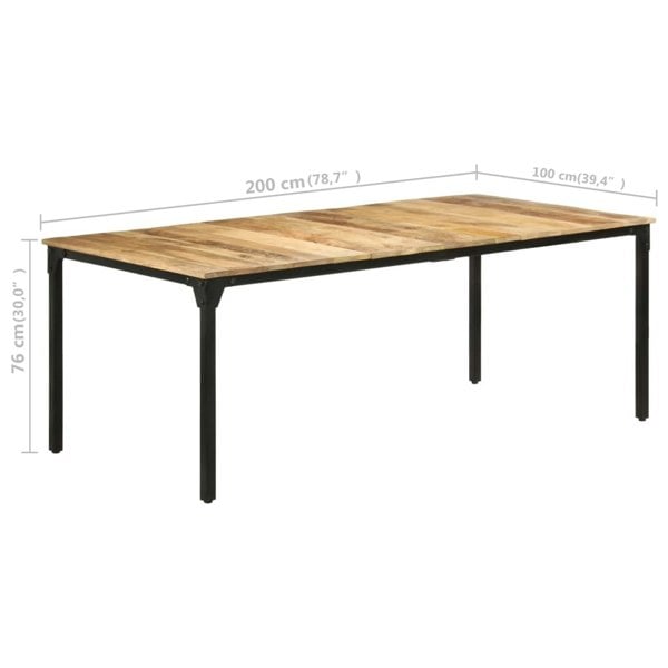 Berkfield Dining Table 200x100x76 cm Rough Mango Wood