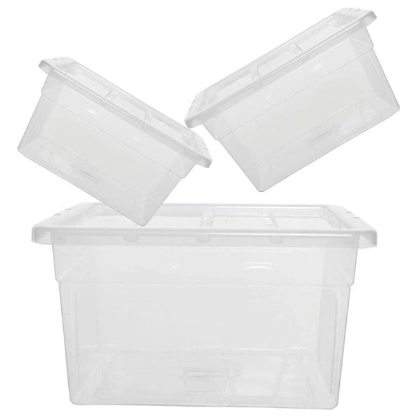 1 x Home Office Clear 22 Litre Transparent Plastic Storage Container With Lid