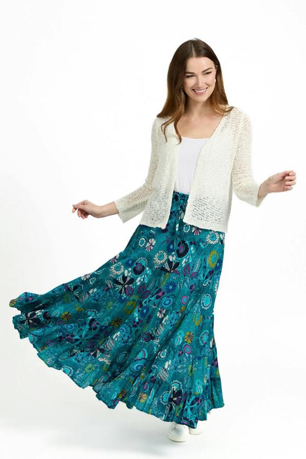 Mudflower Flower Printed Tiered Maxi Skirt