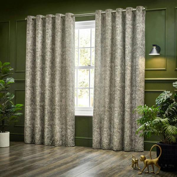 Wylder Chenille Bengal Tiger Eyelet Curtains - Linen