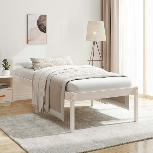 Berkfield Bed Frame White 90x190 cm Single Solid Wood Pine