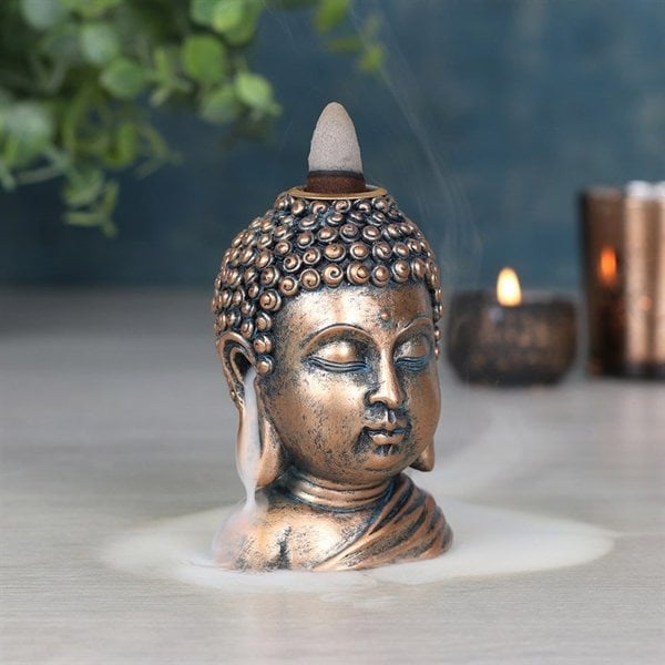 Serano Bronze Buddha Head Backflow Incense Burner