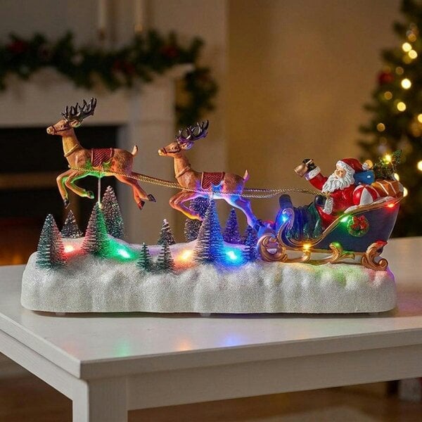 Garden Greatness Flying Reindeer Sleigh Light Up Scene