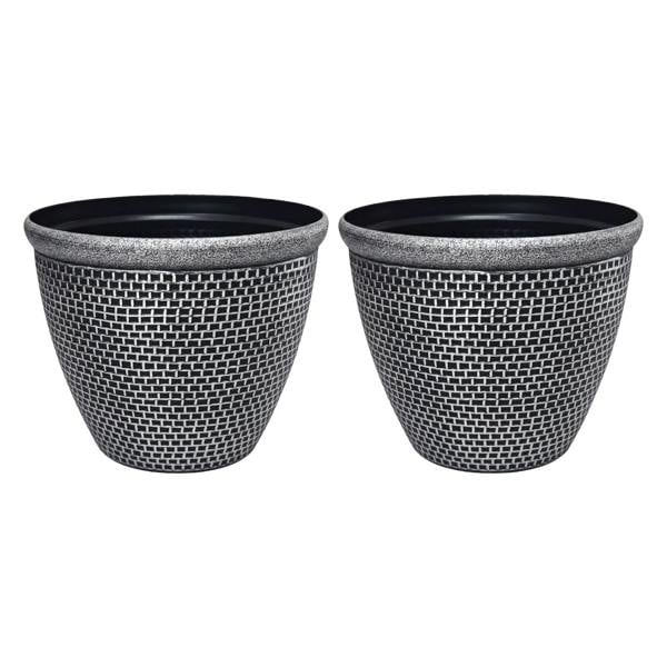 TOQUE 2PCS Plastic Garden Plant Pots 30cm Round Outdoor Planters Drainage Holes