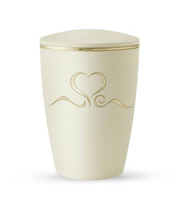 Memorials Direct Arboform Heart Urn (Cream and Gold) – XL Adult
