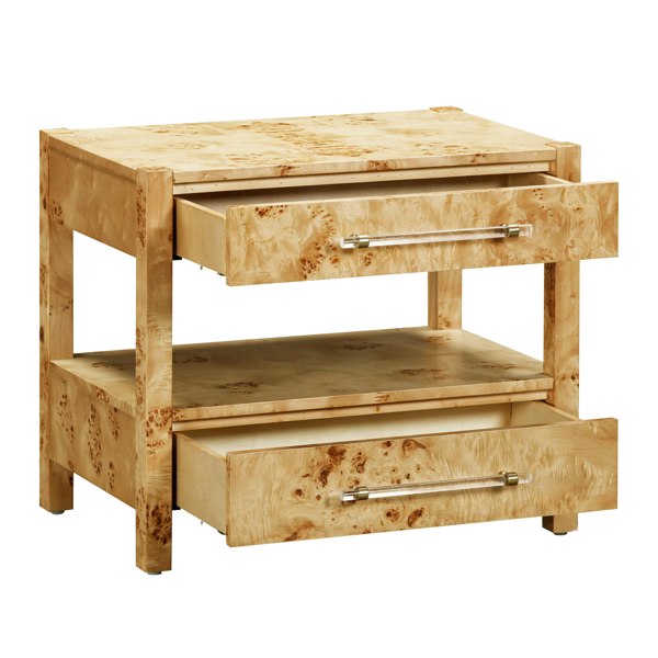 Furniture Edit Brandyss Natural Burl Nightstand Bedside Table