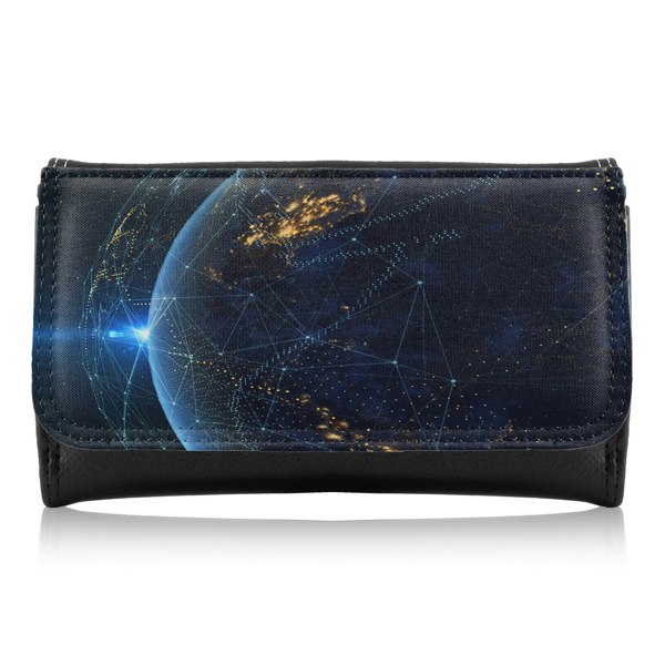 Benjamin Tate Design Connection Lines Around Earth Globe Maxi Purse