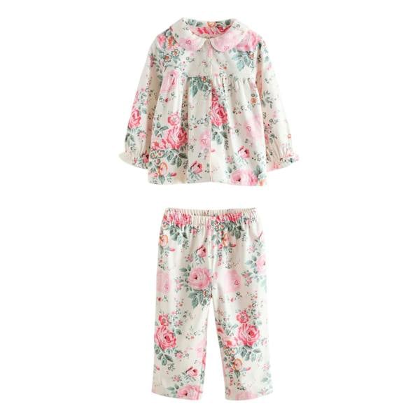 Cath Kidston Girls Roses Button Through Pyjama Set - Ecru/White - 