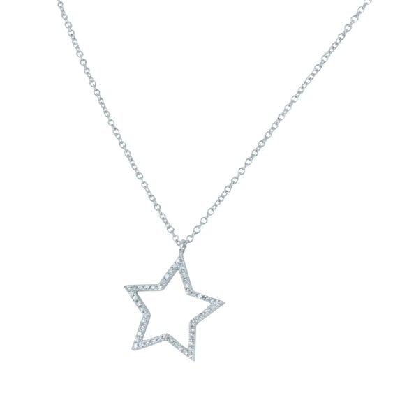 Reeves & Reeves 14k White Gold and Diamond Star Necklace