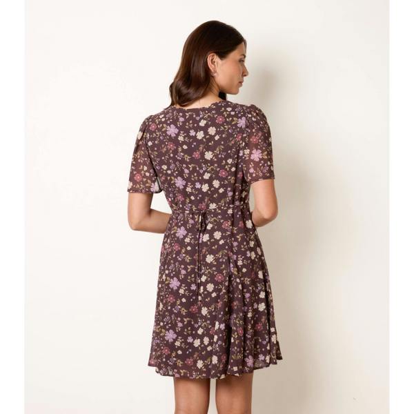 Blue Vanilla V Neck Floral Mini Dress