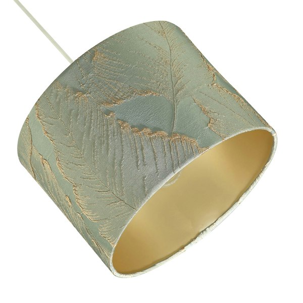 Dusty Silver Jacquard Cotton Lamp Shade with Gold Leaf Foil Leaves Image 5