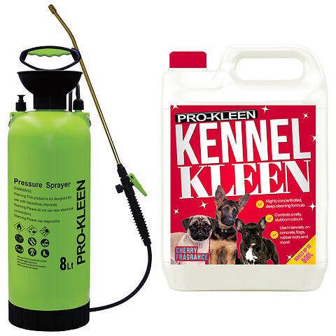 ProKleen Pro-Kleen 8L Pump Sprayer with Pro-Kleen 5L Kennel Kleen Cherry For Catteries, Hutches, Aviaries, Patios, Artificial Grass