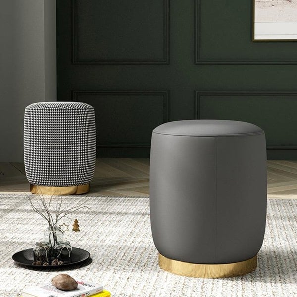 N89 Round Stool, Leather/ Velvet-Weilai Concept-Weilai Concept