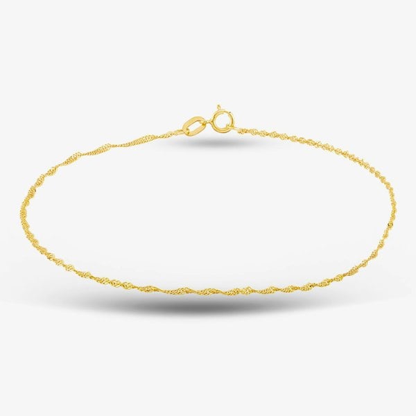 T. H. Baker 9ct Yellow Gold 9 Inch Twist Curb Chain Anklet 1.23.0464