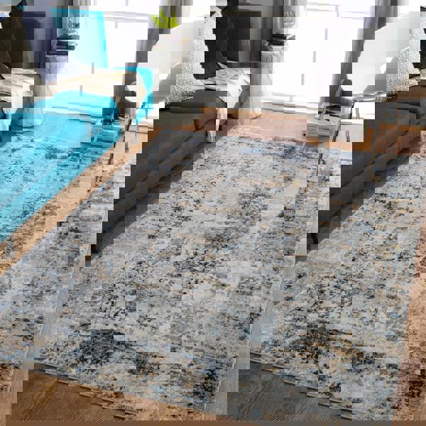 Livabliss Jolie-Abstract Grey Beige Yellow Black Modern Marble Rug