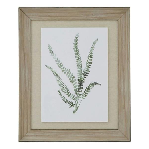 Hill Interiors Delicate Fern Watercolour Wood Framed Art Print - Brown/White/Green - 