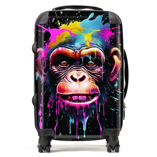 Warren Reed Multi Coloured Monkey Face Splashart Suitcase