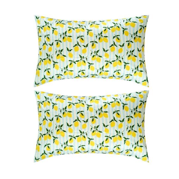 Soft Satin Pillowcase Set, Lemon Stripe