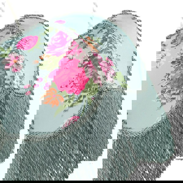 Duck Egg and Pink Rose Victorian Lamp Shade with Embroidered Trims Image 5