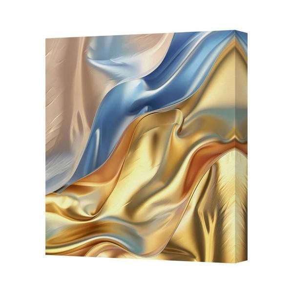 Benjamin Tate Design Handmade Abstract Metallic Canvas Wall Art Print In Blue And Gold UK