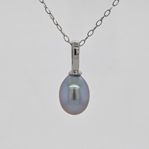 Sarah Layton Grey Teardrop Pearl Pendant, 9mm - Silver - PD6SILLGEGTD