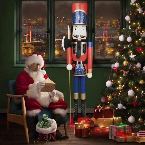 150cm Wooden Christmas Nutcracker Soldier Standing Ornament for Indoor Festive Display image 3
