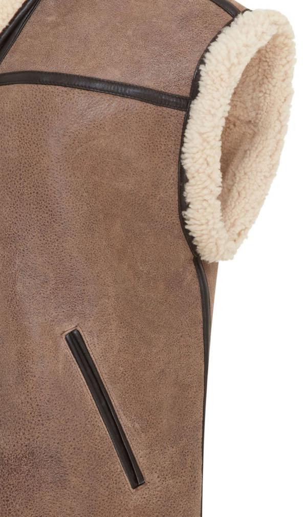 Infinity Leather Womens Brown Aviator Shearling Leather Gilet - Chevak