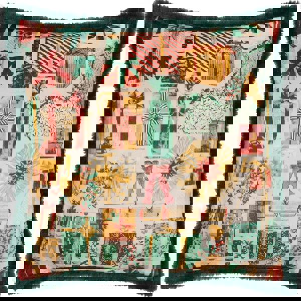 Furn All Wrapped Up Faux Fur Cushion Cover - Emerald/Red