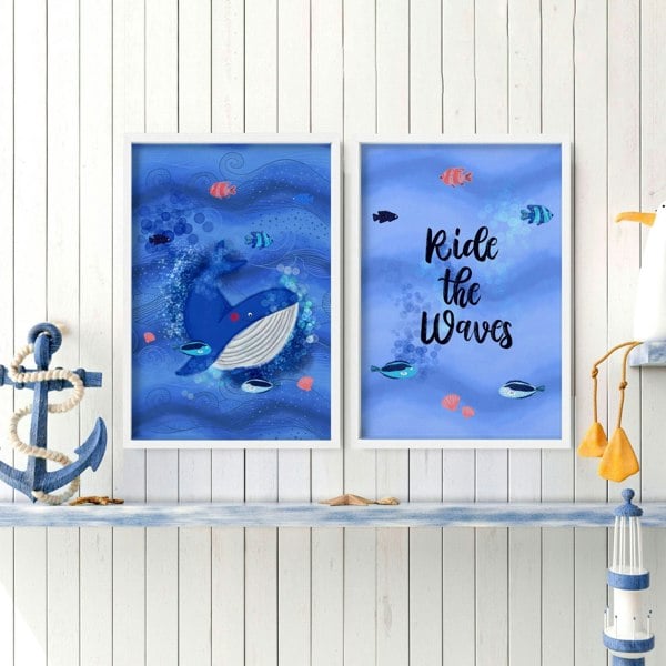 Ocean artwork | set of 2 wall art for Nursery