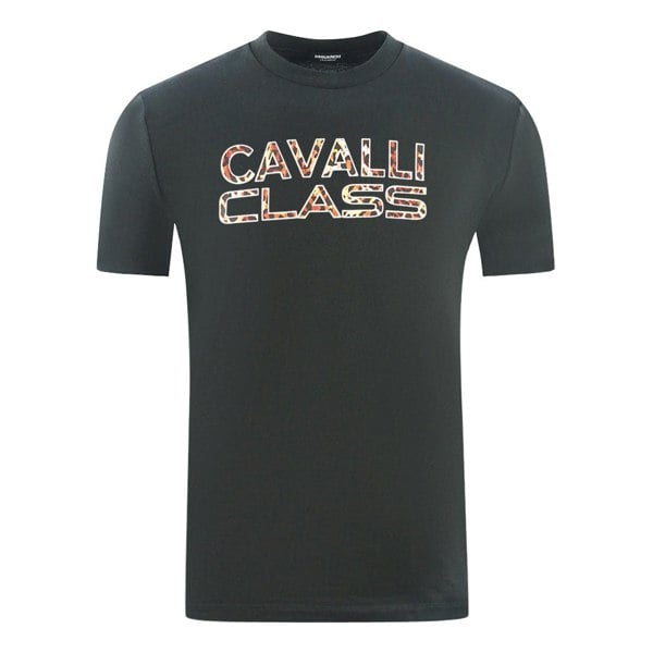 Cavalli Class Printed Logo T-Shirt - Black