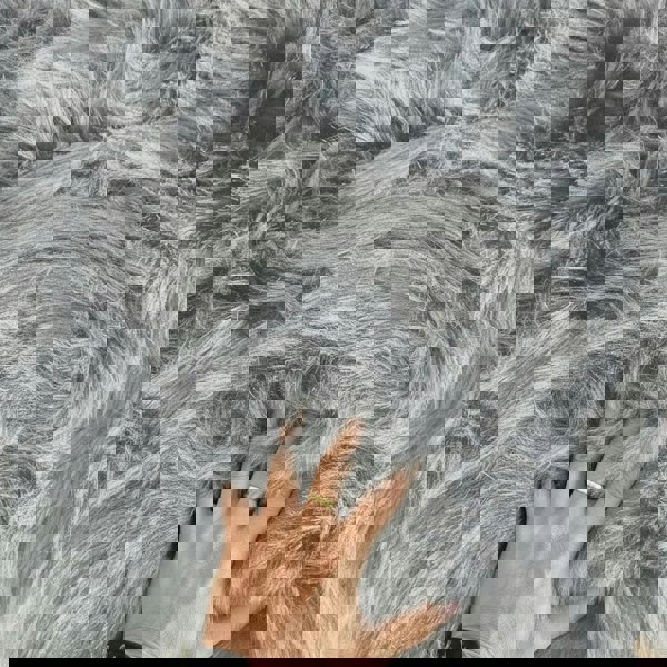 HomeSpace Direct Luxury Faux Rabbit Fur Rug Light Grey