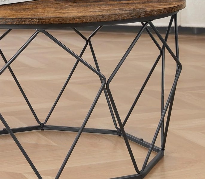 Modcraft Industrial Round Coffee Table with Steel Frame