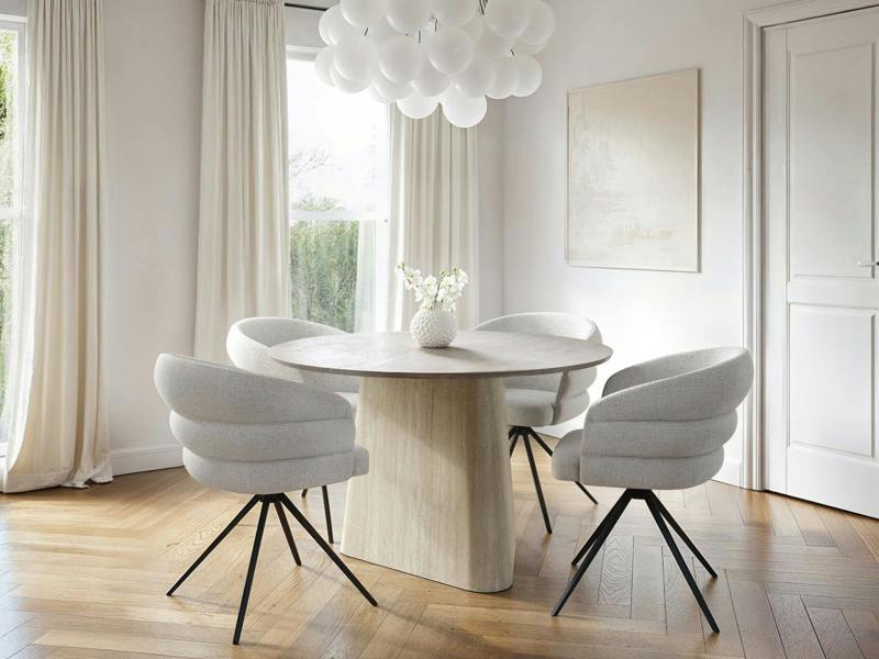 SOLACE+CO Elin Dining Table with 4 Eira Chairs Set