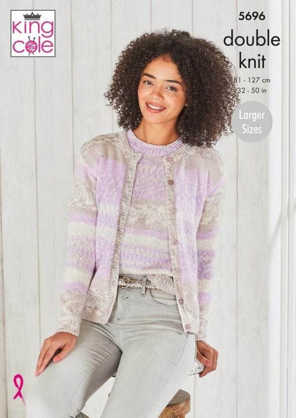 King Cole Fjord DK Knitting Pattern 5696, Cardigans, Sweaters for Women, 32 - 50 Inches