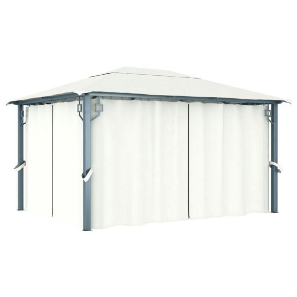 Berkfield Gazebo with Curtain 400 x 300 cm Cream Aluminium