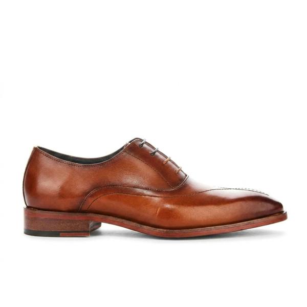 Justin Reess Jett - Men's Tan Cross-Stitch Toe Cap Oxford Shoes
