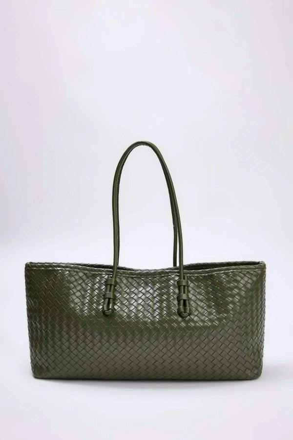 WOVCOR Women's Midi Shoulder Bag with Knitted Details