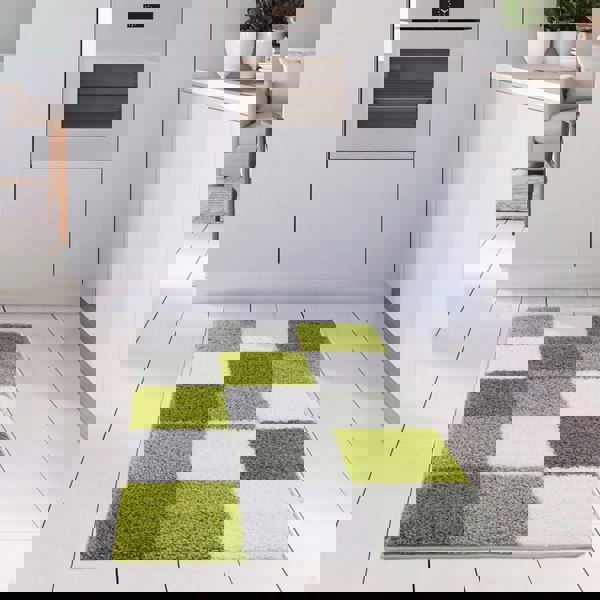 Geometric Design Thick Shaggy Area Rugs Green