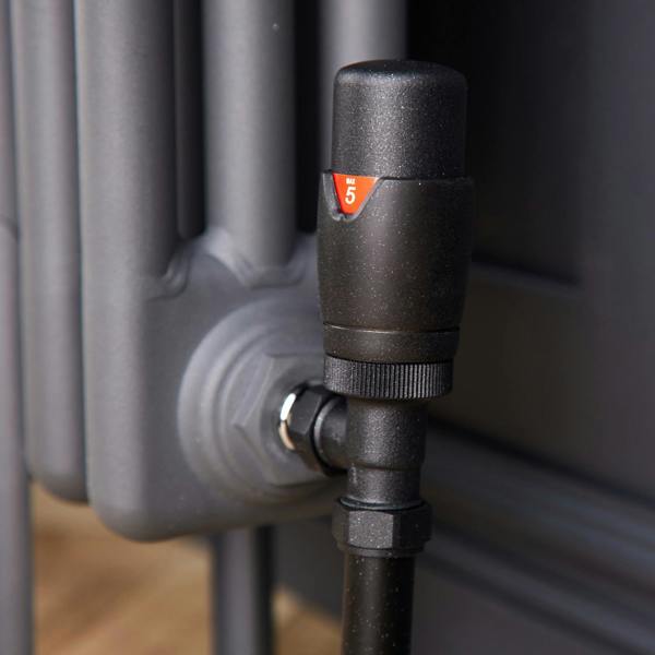 Flode Anthracite Angled Thermostatic Radiator Valve Pack