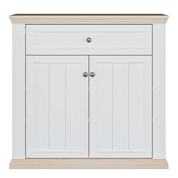 Furniture To Go Pontypool 2 Door 1 Drawer Small Sideboard in White and Riva Oak