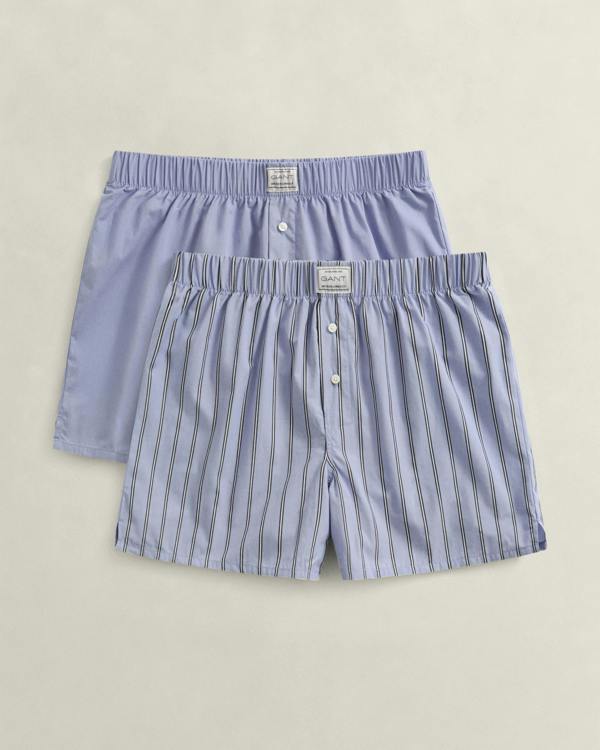 GANT Mens Striped Boxer Shorts 2 - Pack - 411 Lavender Blue | CHO | Designer Mens Underwear