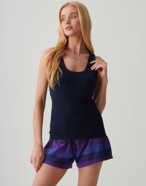 British Boxers Women's Organic Cotton Pyjama Vest Top – French Navy