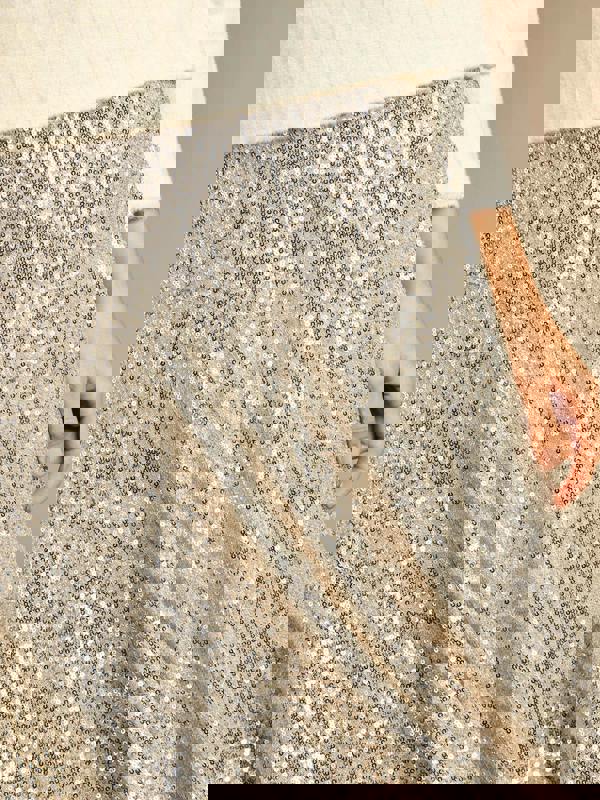 GWD Jenna Silver Sequin Hanky Hem Skirt