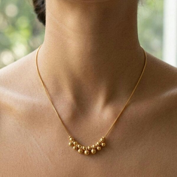 The Colourful Aura Gold Plated Cluster Ball Bead Statement Necklace 18 Inch