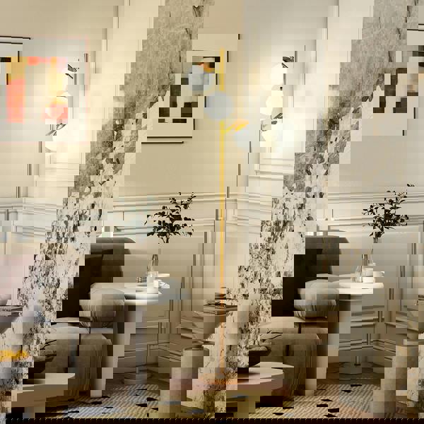 HOMCOM Modern Tree Floor Lamp with 3 Light, for Living Room Bedroom, Silver