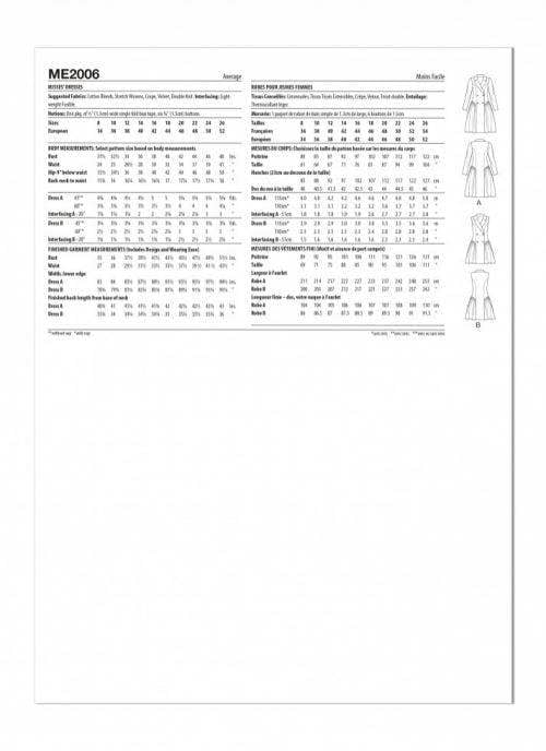 Know Me Sewing Pattern 2006, Dresses for Women, Y5 (18-20-22-24-26) - Intermediate
